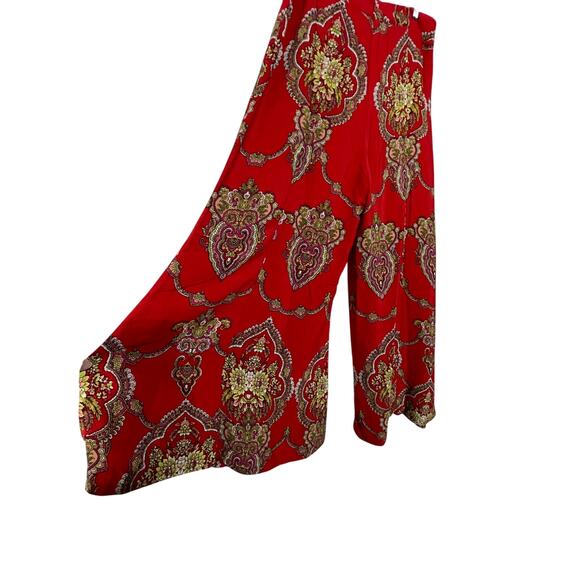 ANTHROPOLOGIE ETT: TWA WOMENS SIZE 12 MANON PAISLEY HIGH RISE WIDE LEG PANTS RED - Picture 9 of 12